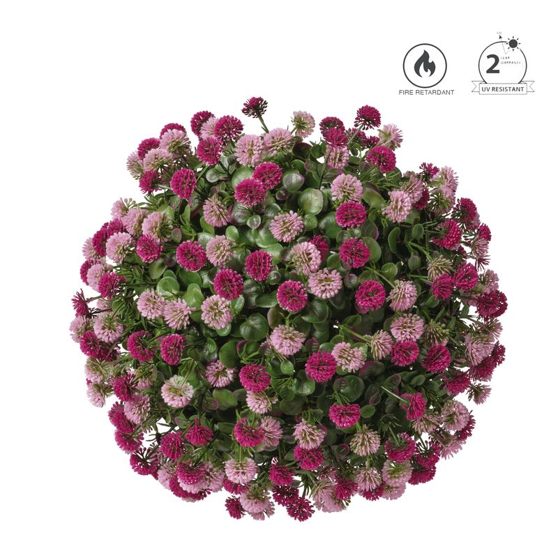 Feuillazur Fleurs artificielles Boule de fleurs rose 38 cm