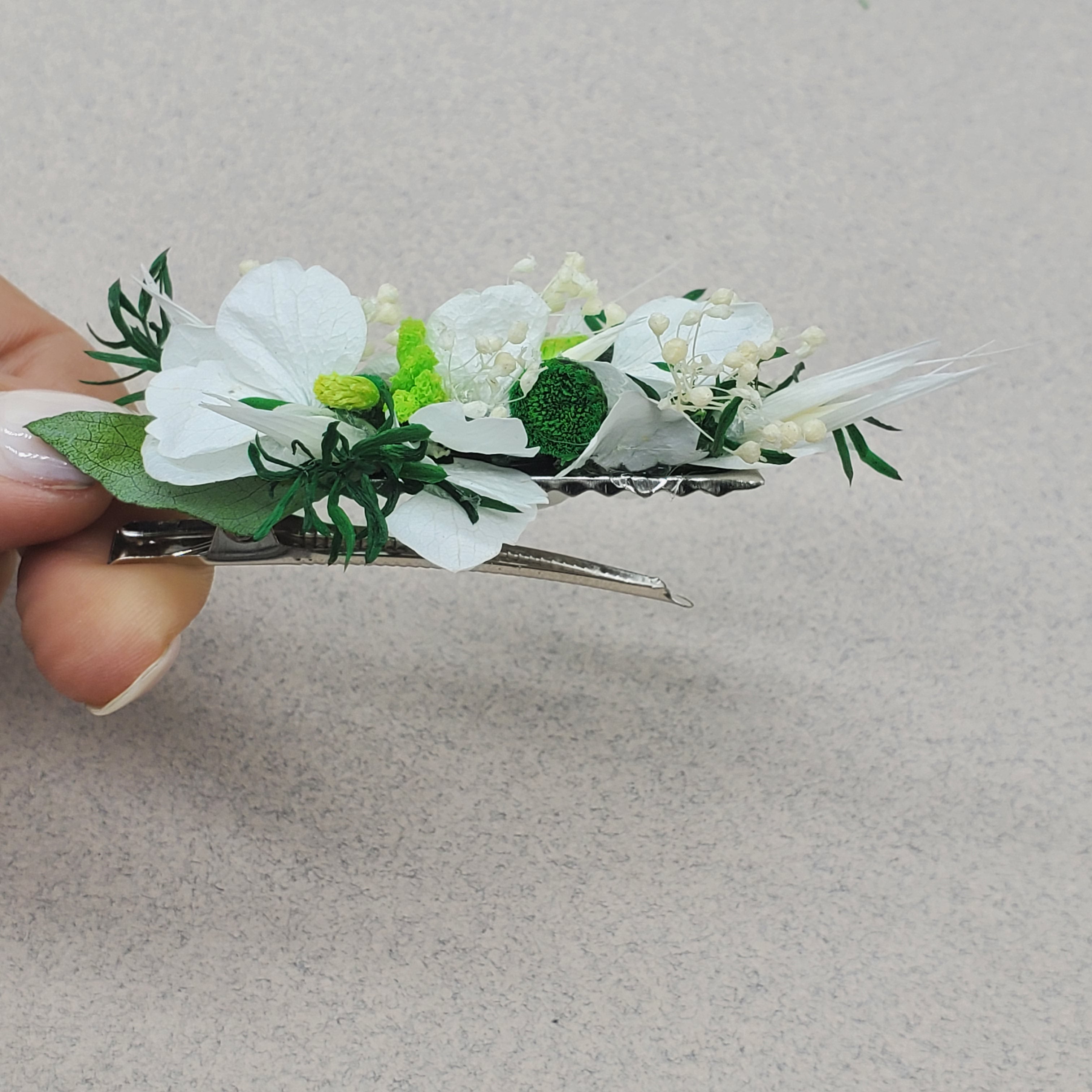 Ateliers Ouchamp Peignes Parc Monceau barrette fleurs blanc 8 cm