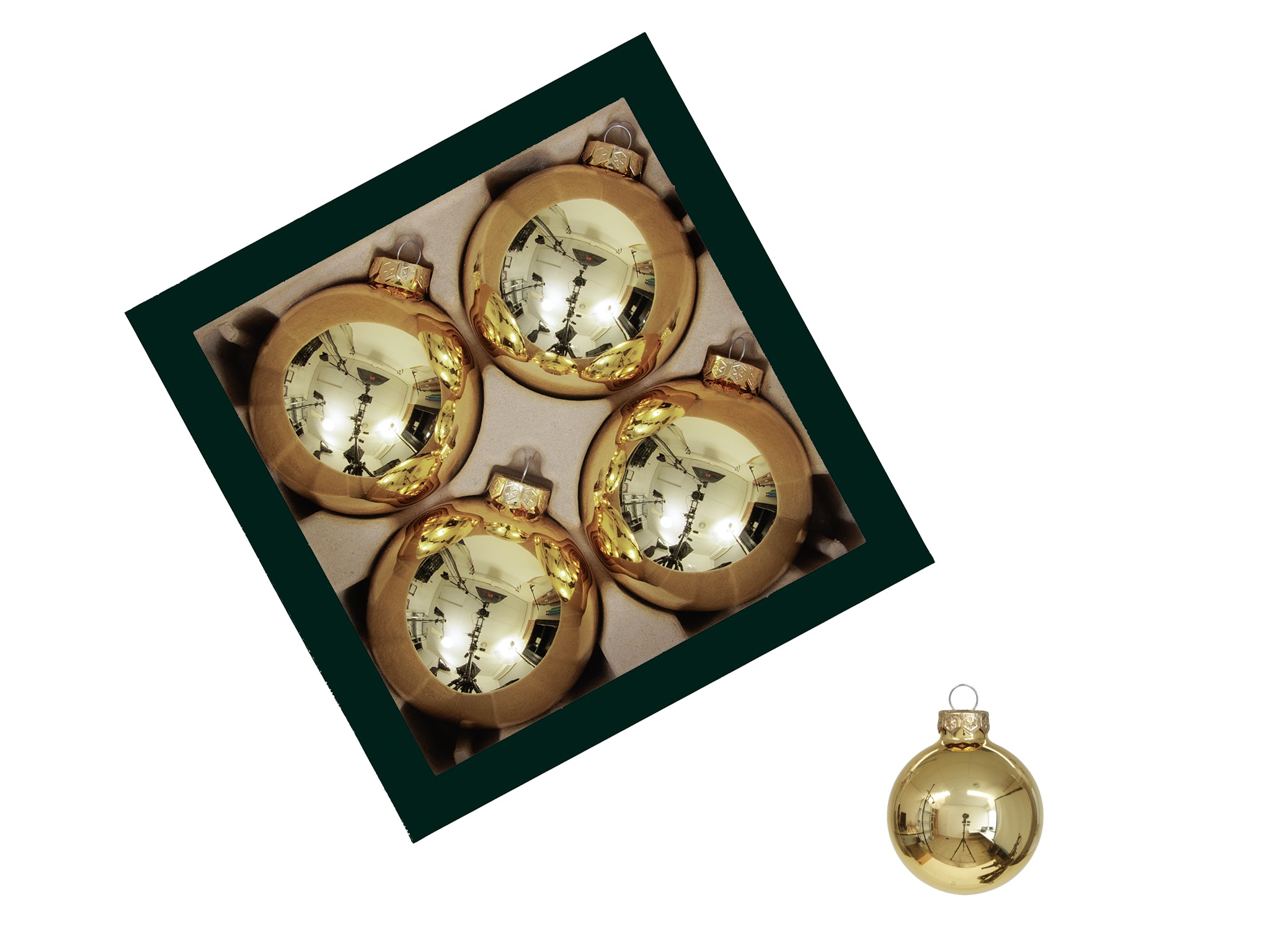 Feuillazur Rungis Boules Noël doré 10cm boîte 4 pièces