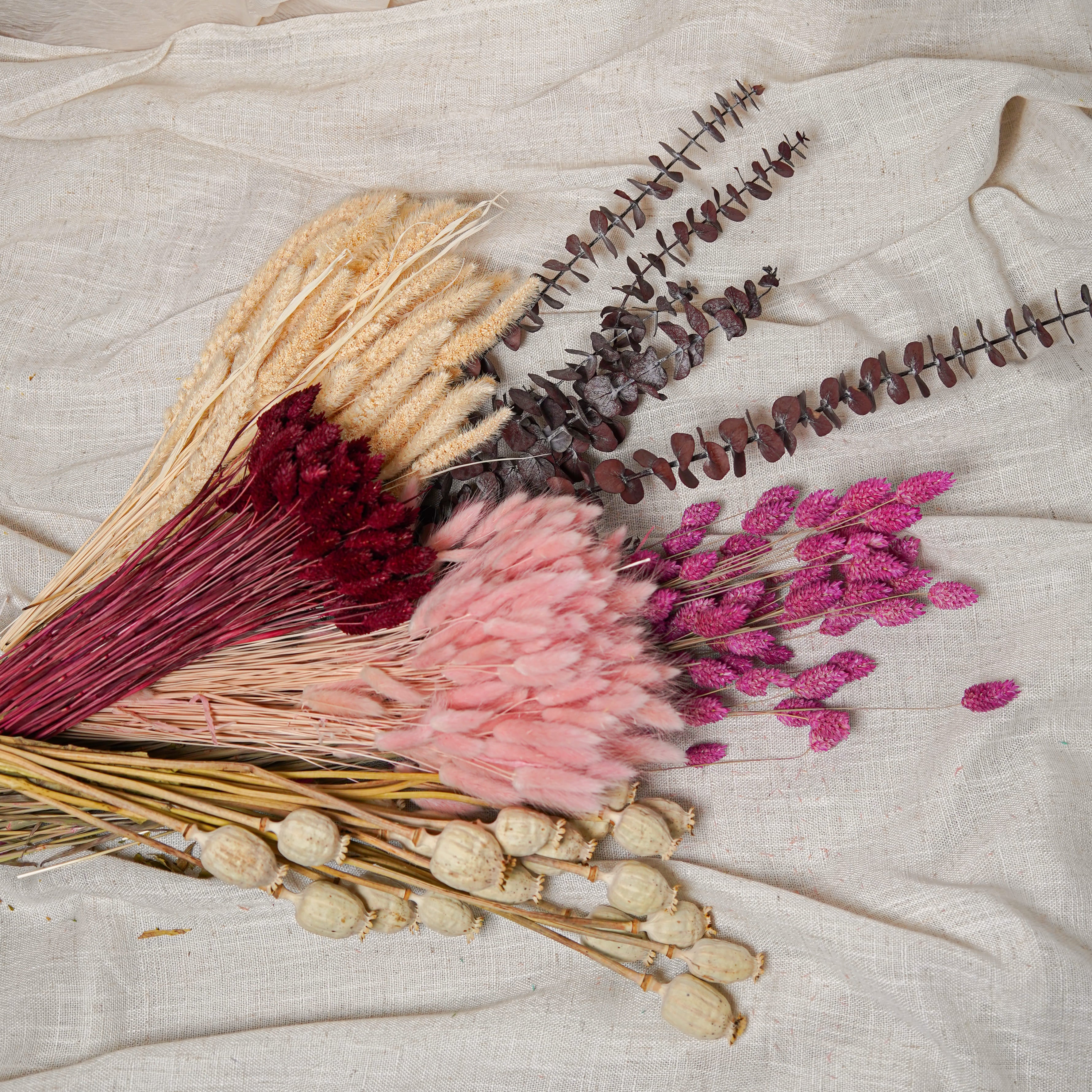 Flowrette Assortiment 6 bottes fleurs séchées rose beige rouge