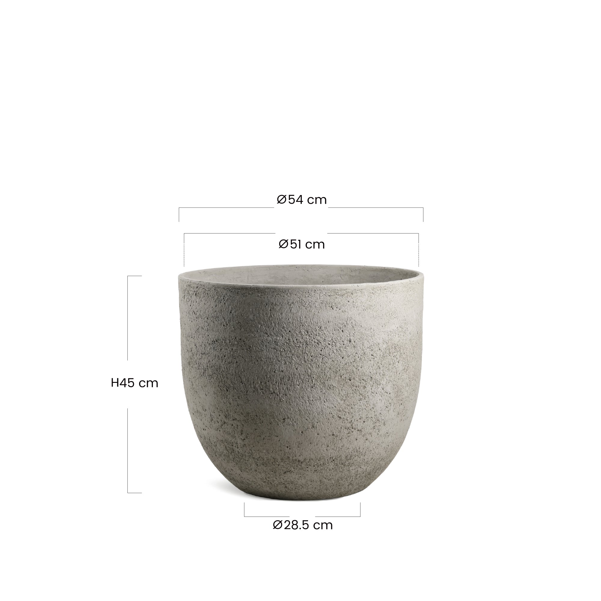 Sia Terra cache-pot arrondi gris clair 45 cm fibre ciment