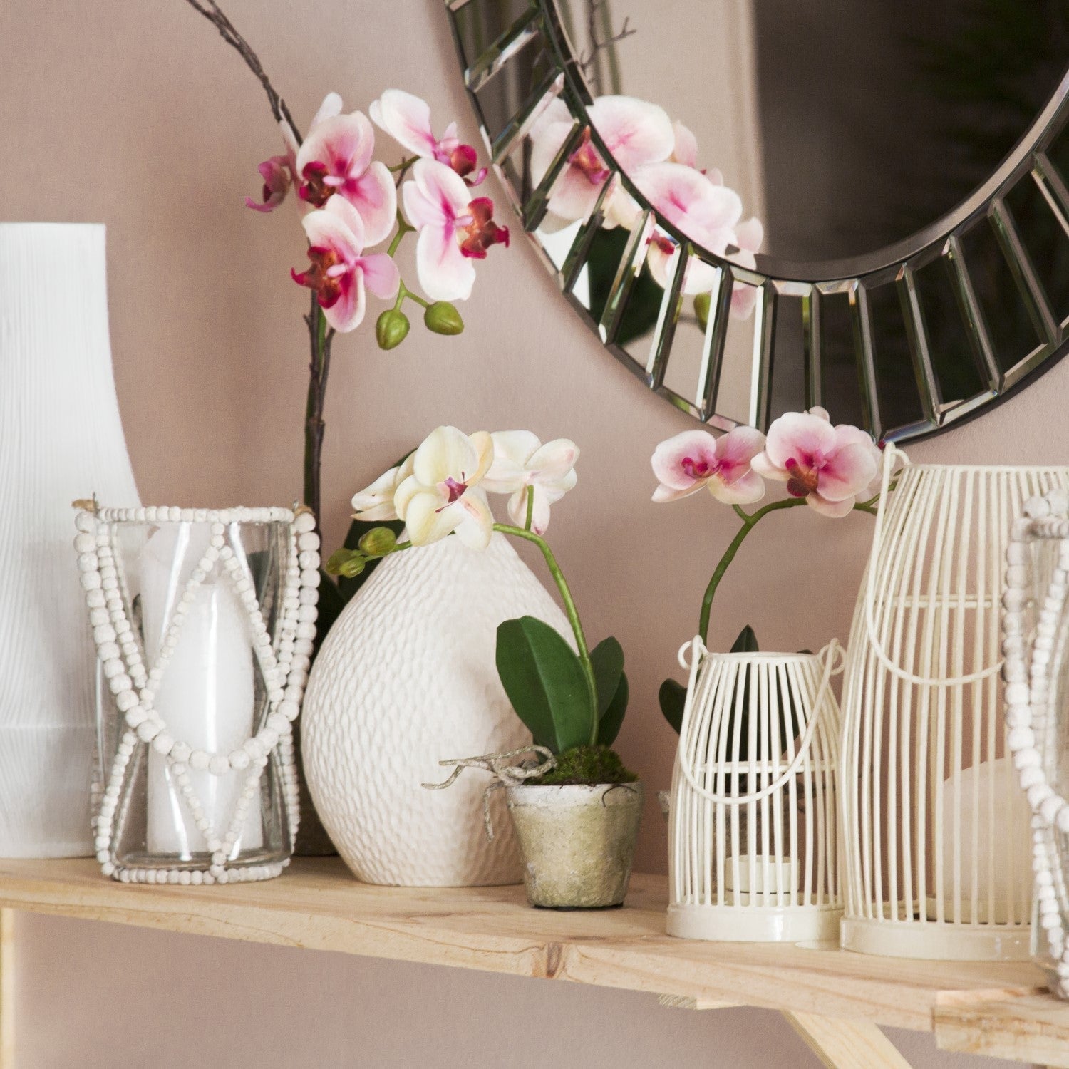 Sia Home Sina composition orchidée artificielle rose 28 cm