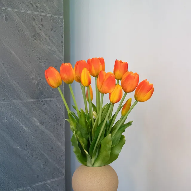 Flowrette Fleurs artificielles botte 5 tulipes orange Real Touch