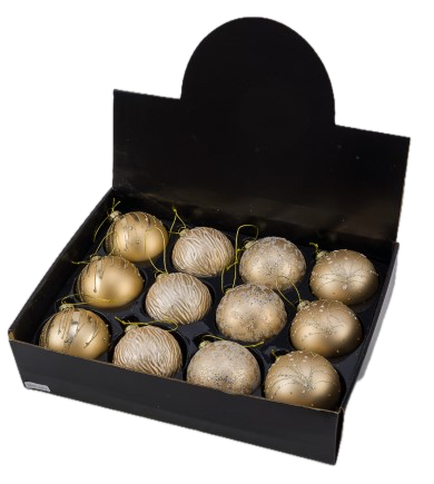 Feuillazur Rungis Boules en Verre Or boule Noël 8 cm lot 12