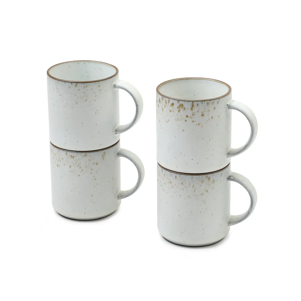 Sia Home Karlstad Service 4 tasses grès blanc 9 cm