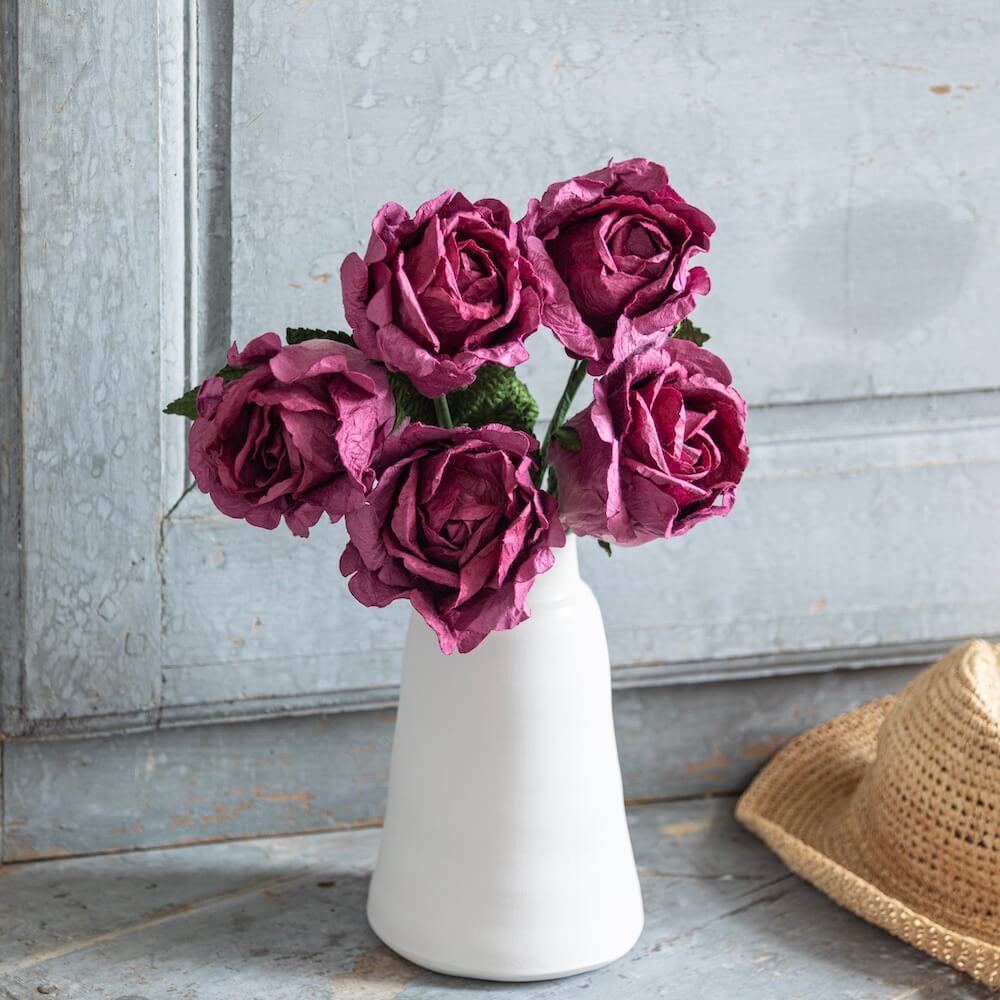 Flowrette Rose Lady papier bordeaux fleur x1