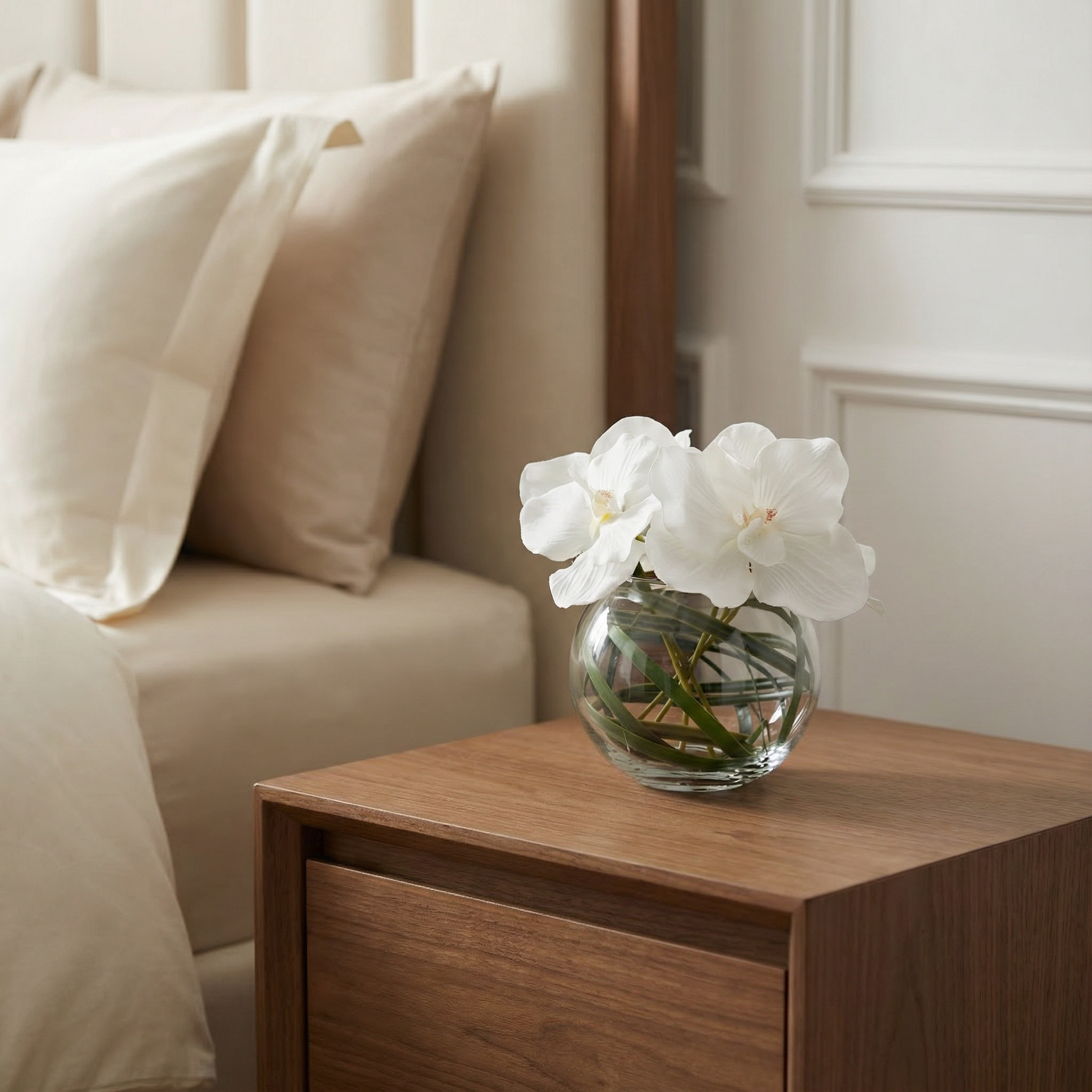 Sia Home Chloé composition orchidée artificielle vase rond violet
