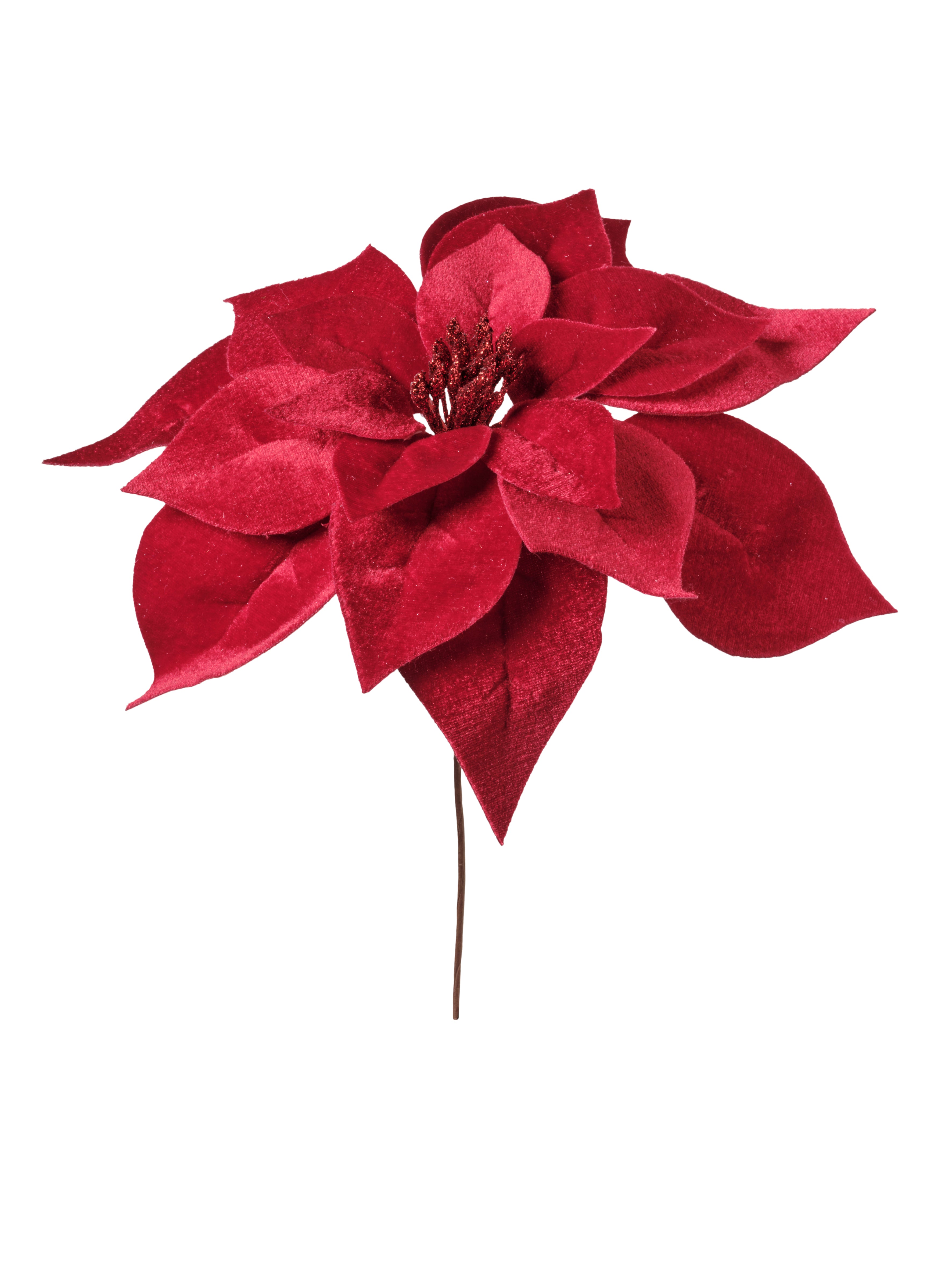 Feuillazur Rungis Saison Tige poinsettia fleur bordeaux 67cm