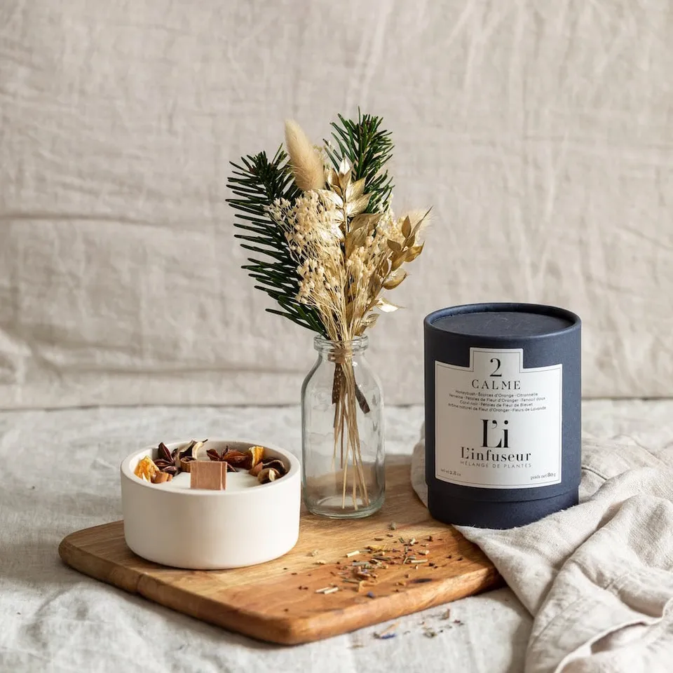Flowrette Coffret arôme déco Noël bouquet bougie infusion