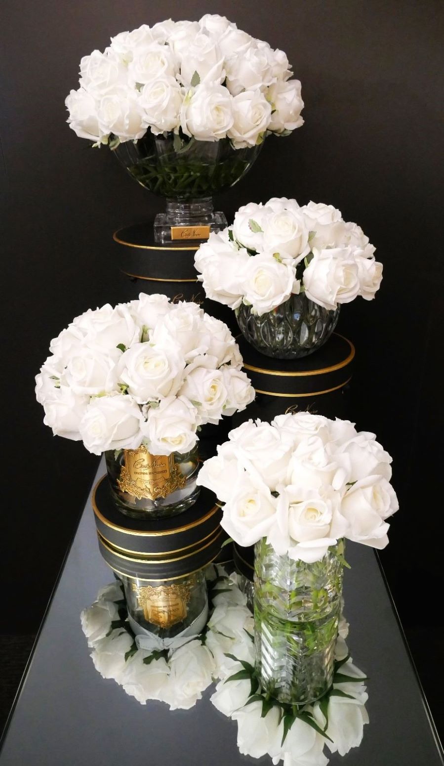 Côte Noire Herringbone HCF21 boutons de roses ivoire verre