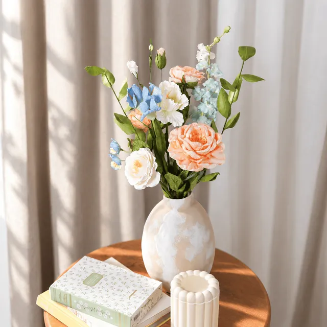 Flowrette Fleurs en papier Hokusai bouquet papier bleu blanc