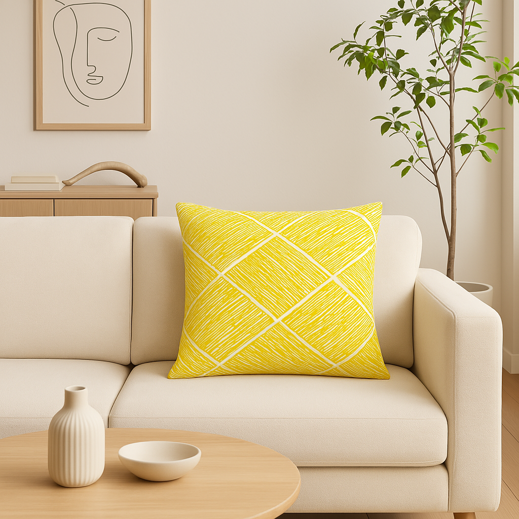 Sia Home Smile housse de coussin jaune 40x40 coton