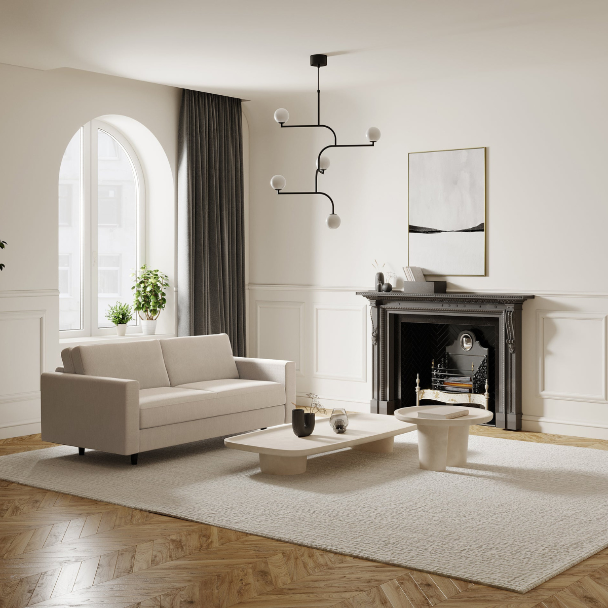 Sia Home Hailie-Jade canapé convertible beige 160 cm