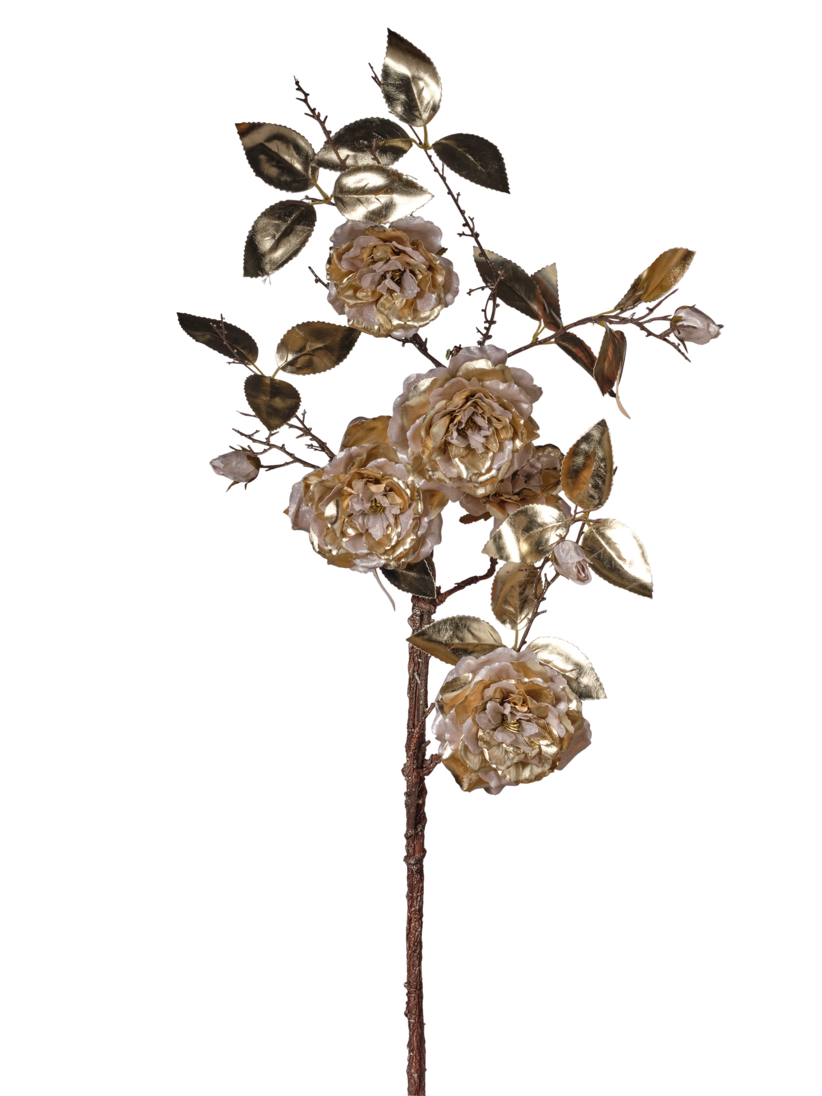 Feuillazur Produits de saison Rose métallique fleur artificielle rouge 150cm