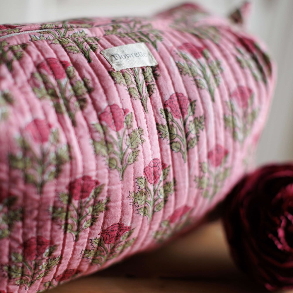 Flowrette Kanpur trousse toilette coton jaune block print