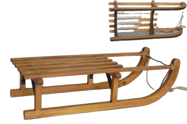 Feuillazur Rungis Luge en bois déco Noël montagne 80x37x20 cm