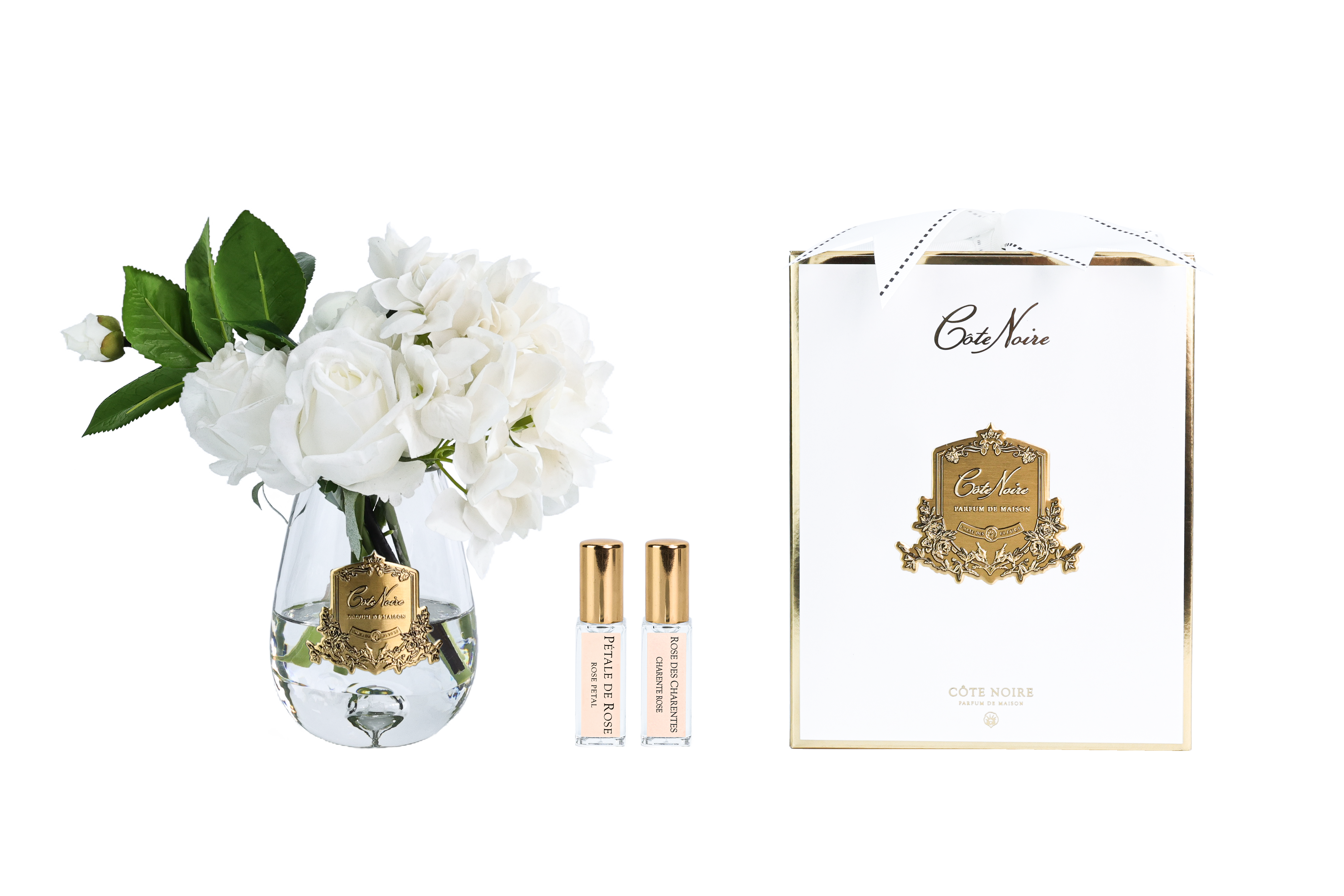 Côte Noire Perfumed Flowers TRH01 bouquet blanc vase goutte