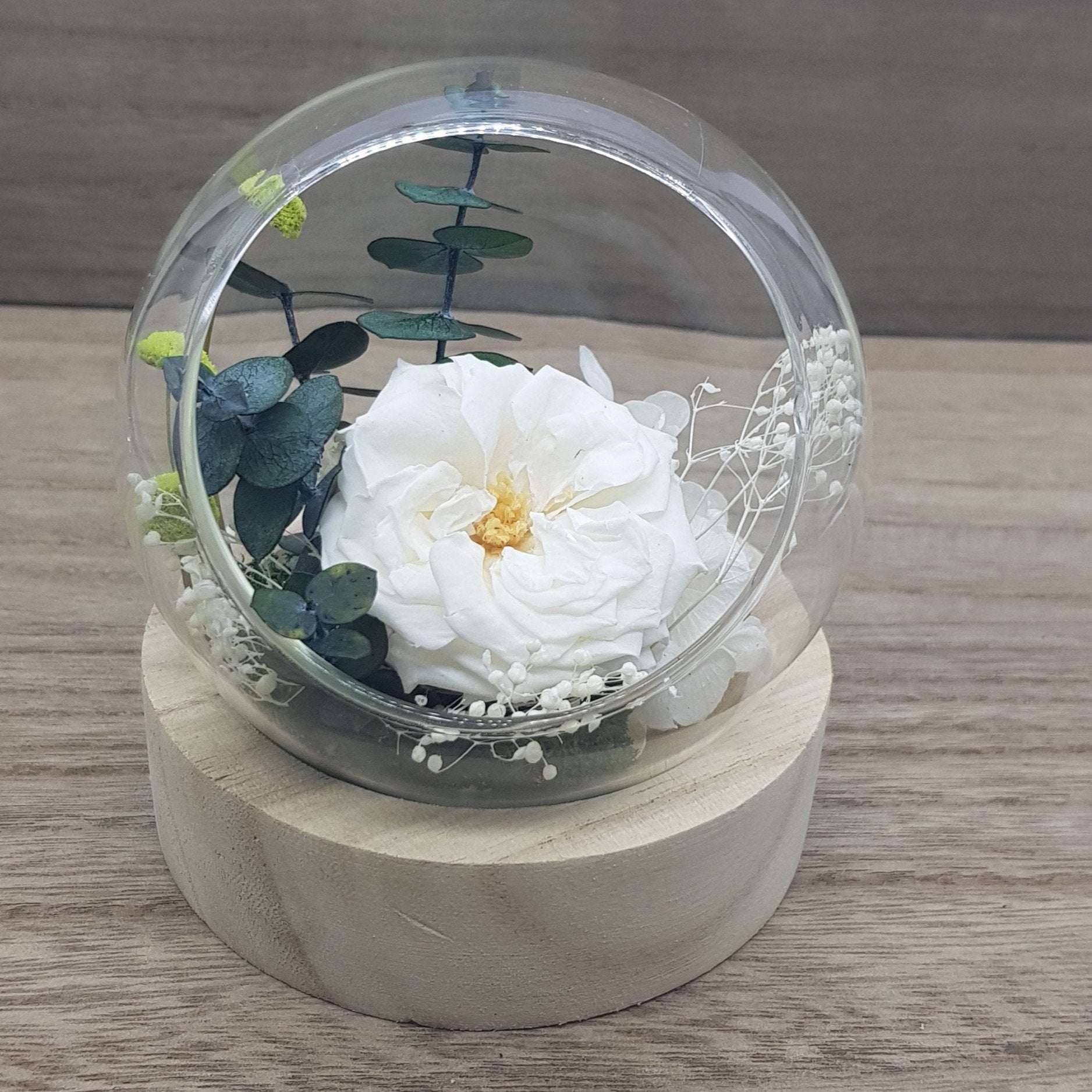 Ateliers Ouchamp Bulles Place Rodin bulle fleurs stabilisées blanc