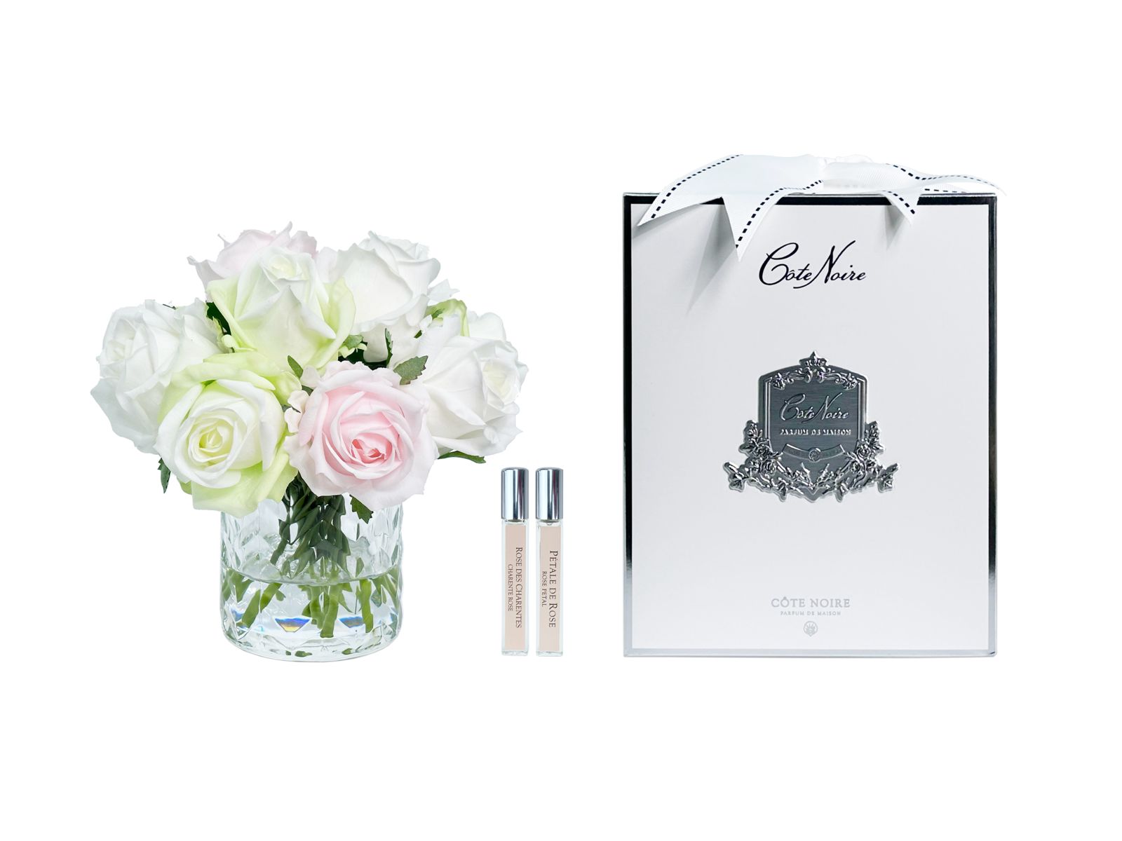 Côte Noire Herringbone Flowers HCF13 roses rose vert blanc