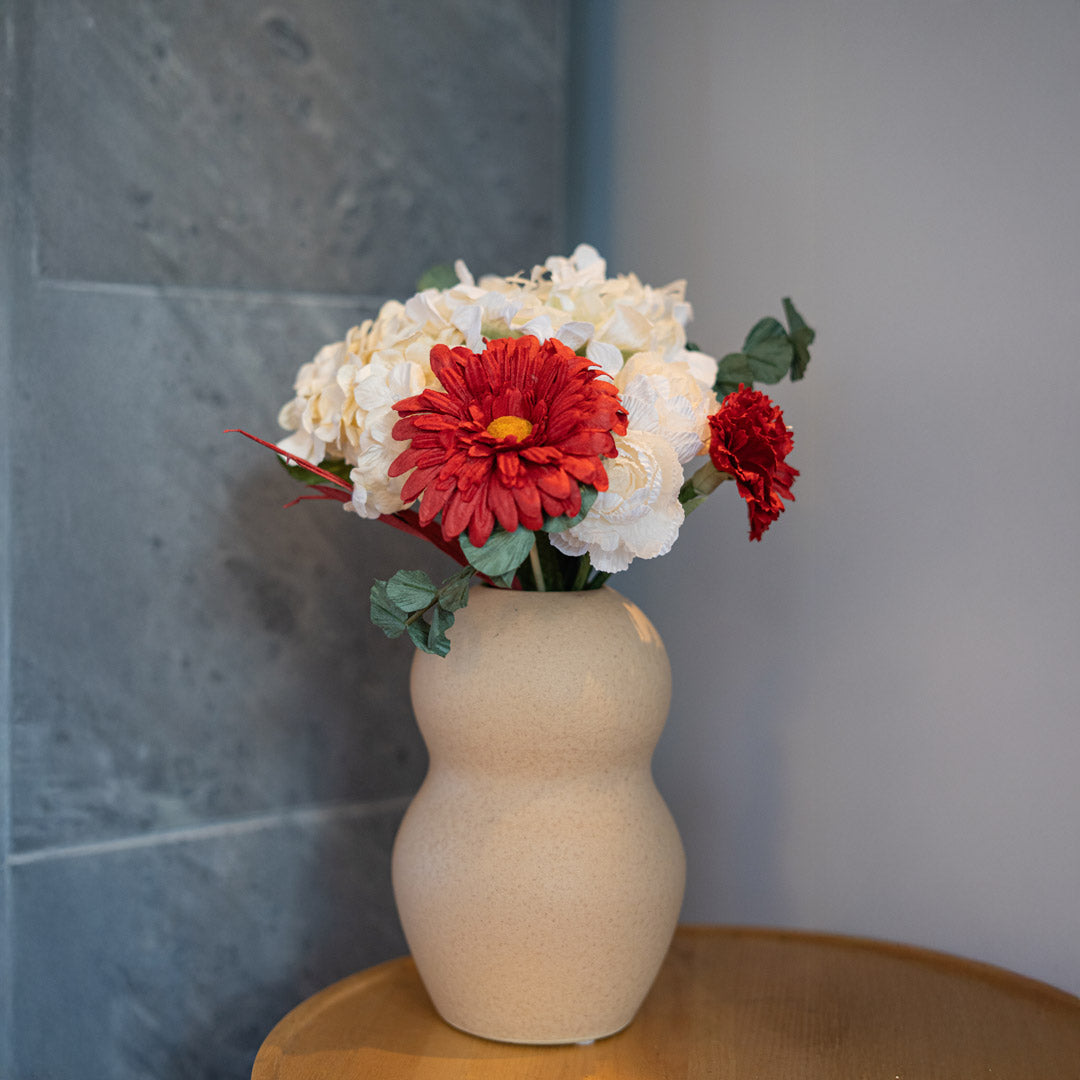 Flowrette Fleurs en papier Bouquet Pollock rouge blanc