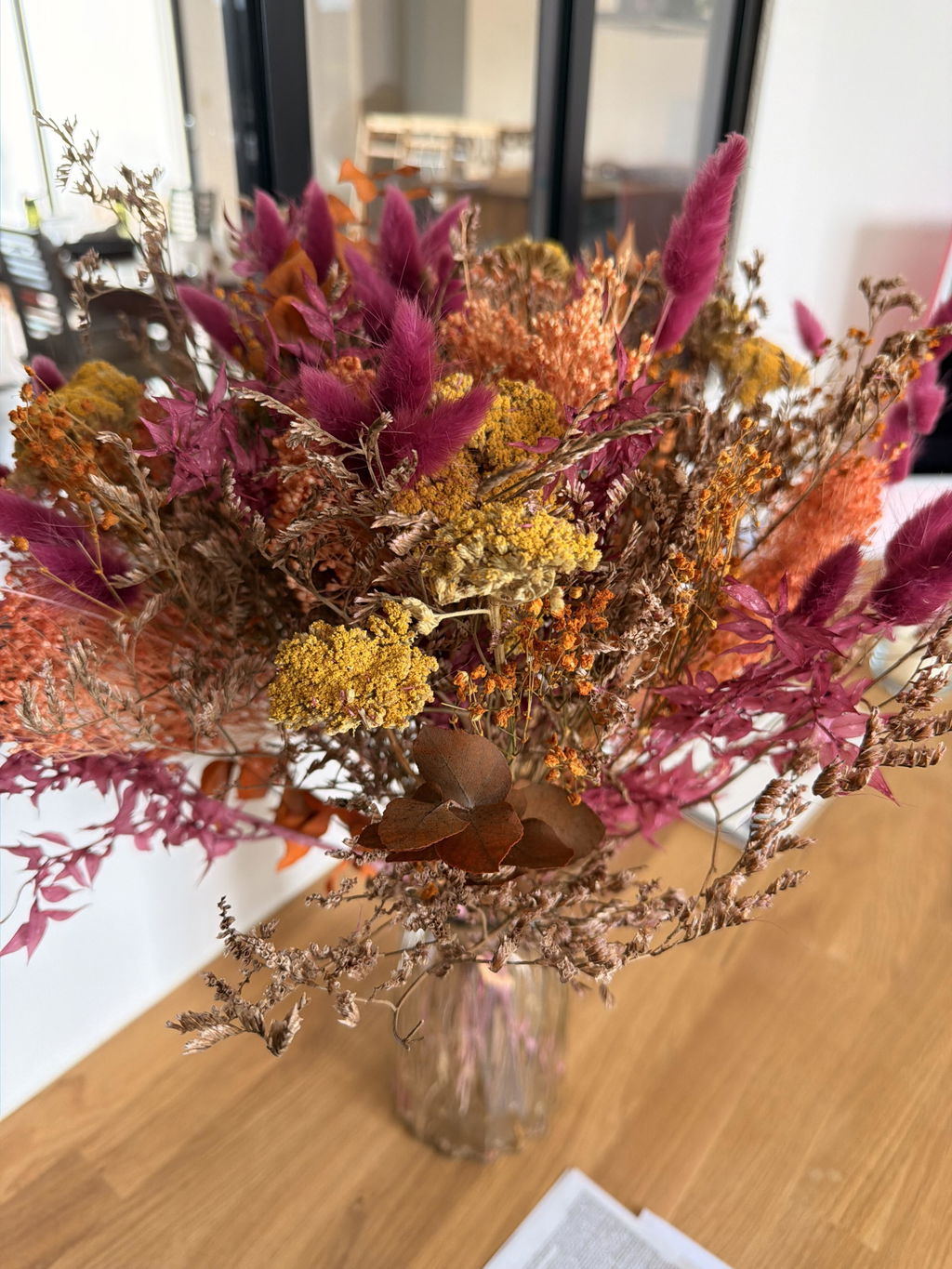 Flowrette Adam bouquet fleurs séchées automne achillée jaune S
