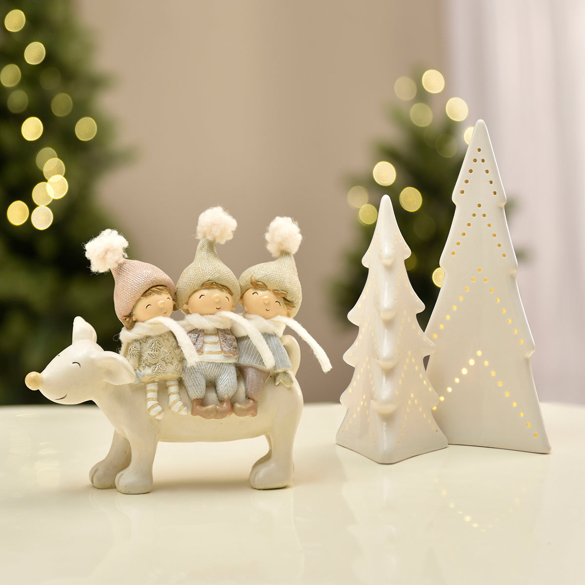 Sia Home Pastel figurine Noël renne gris 17 cm