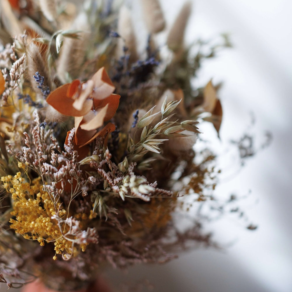 Flowrette Stanislas bouquet fleurs séchées M gypsophile moutarde