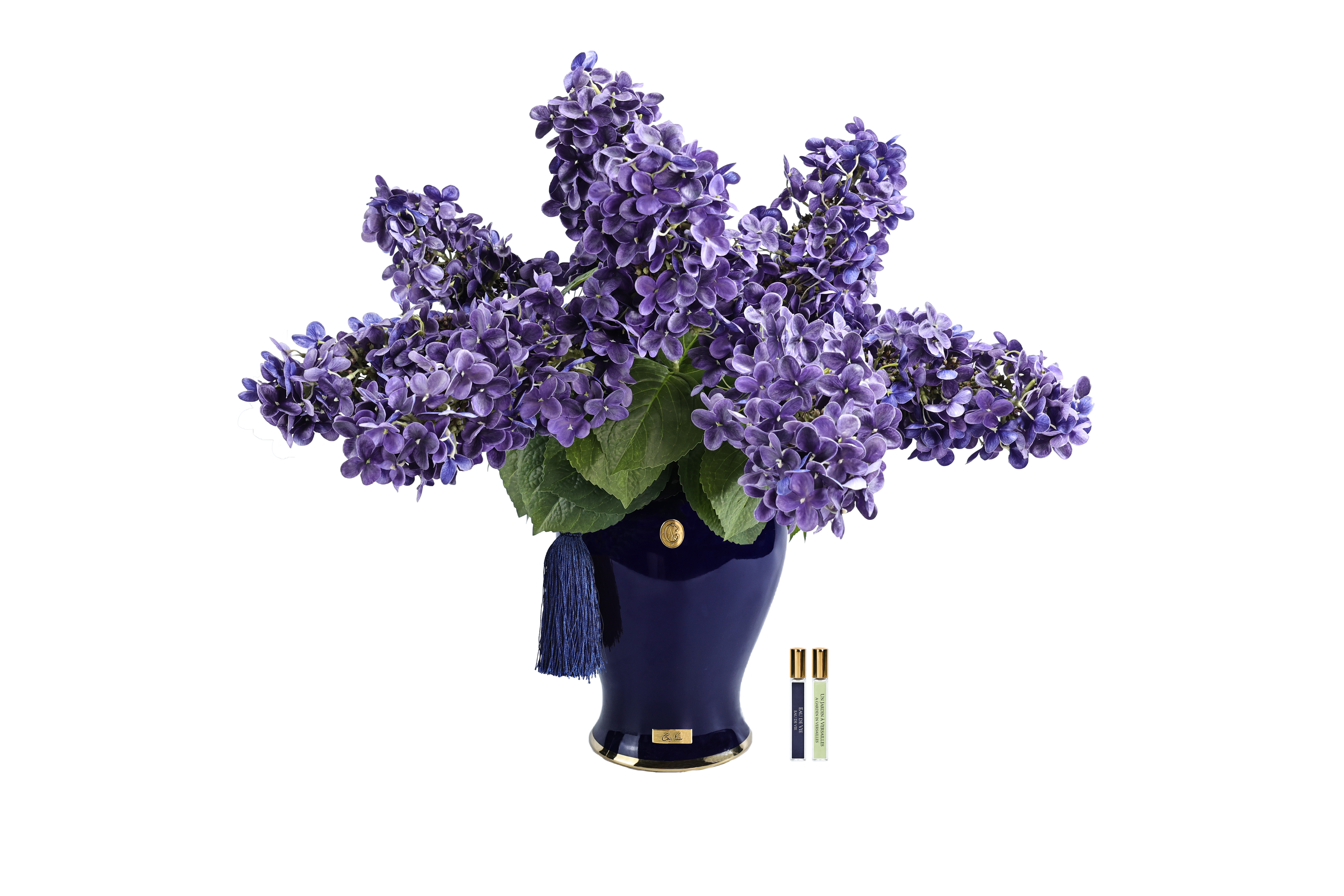 Côte Noire Hydrangeas INDH15 bouquet améthyste urne indigo