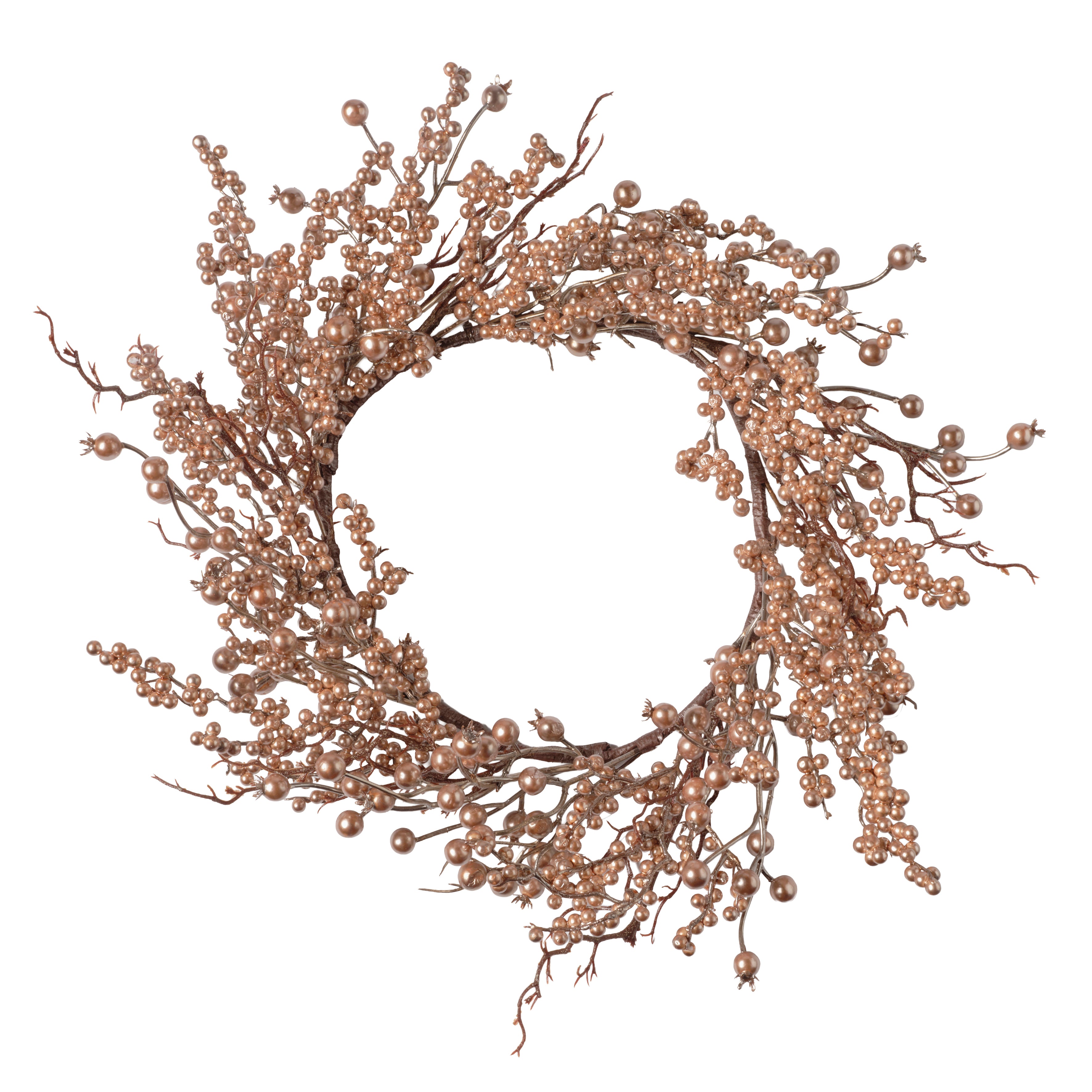 Feuillazur Rungis Couronne baies champagne couronne Noël 25cm