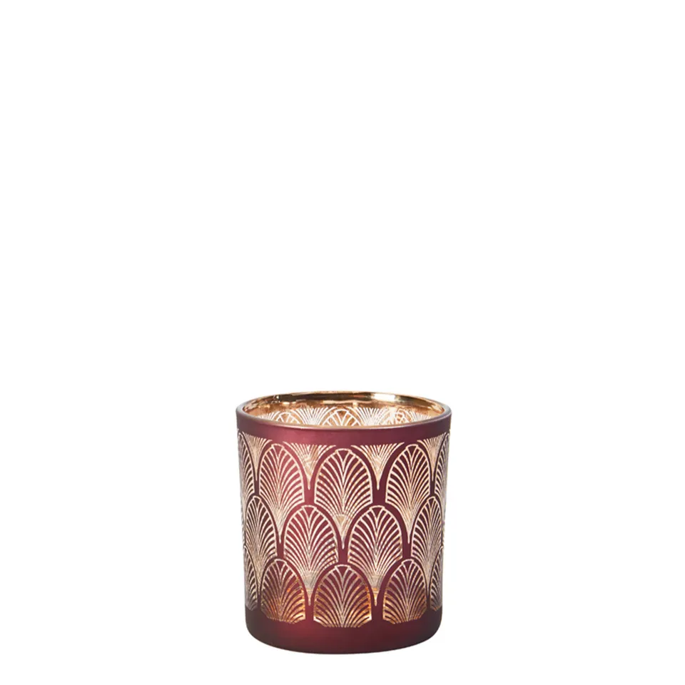 Sia Home Boudoir photophore verre bordeaux doré 8 cm