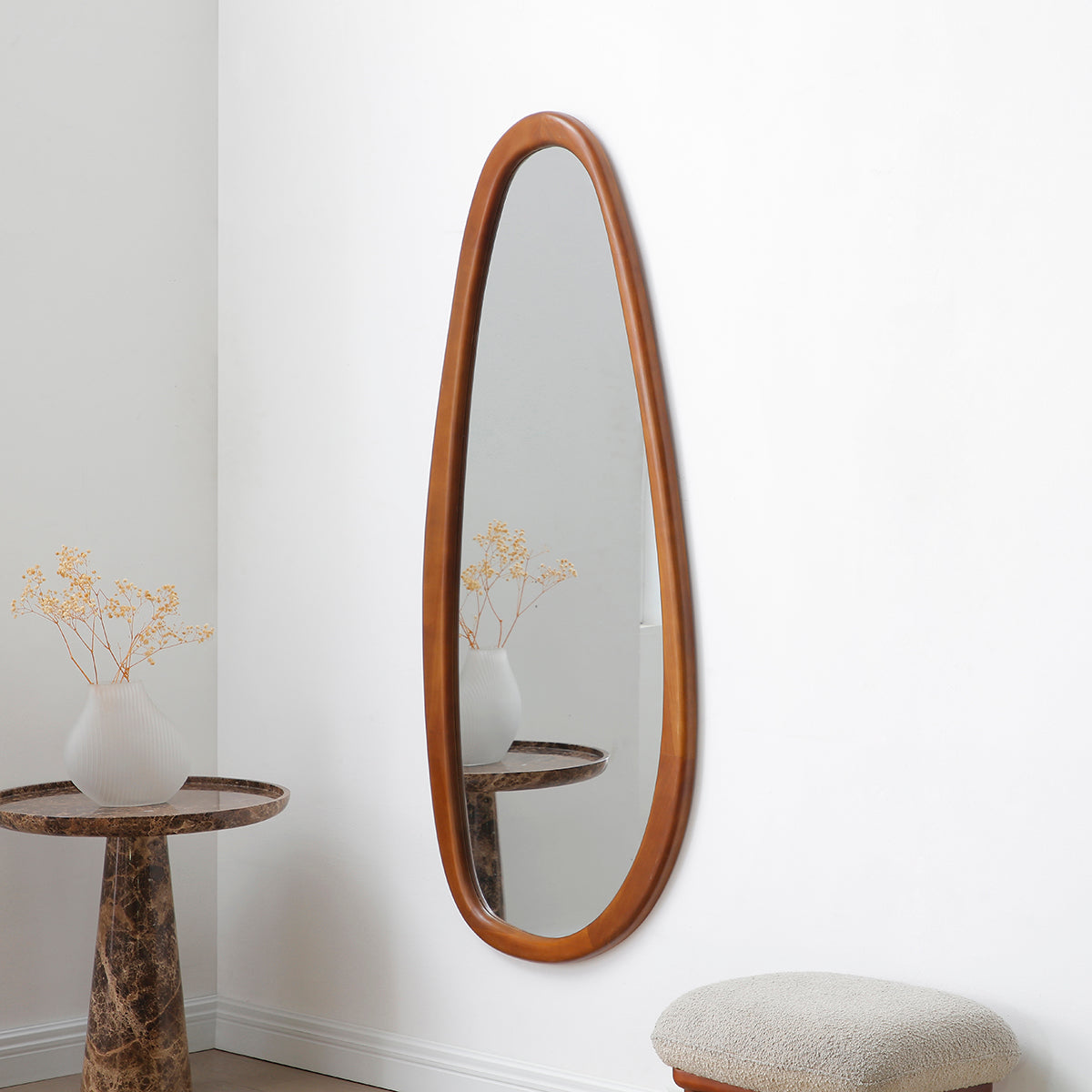 Sia Home Miroir Organique Ovale Bois Marron 150x70 cm