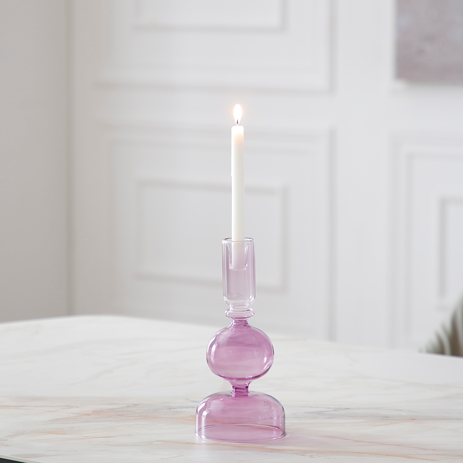 Sia Home Bougeoirs Sunrise 25cm bougeoir verre mauve
