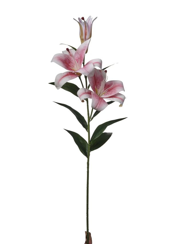 Feuillazur Lilium fleur artificielle rose 88 cm