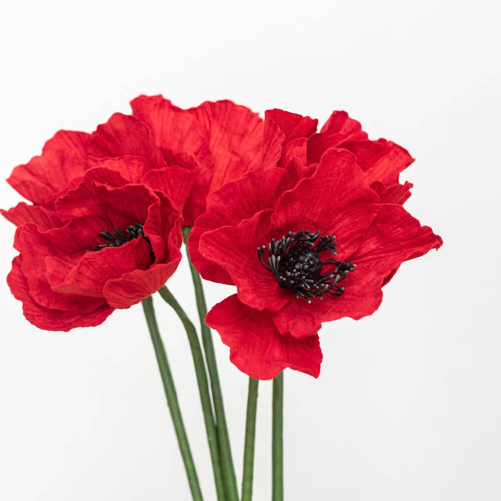 Flowrette Coquelicot en papier rouge fleur tige x1 éternelle