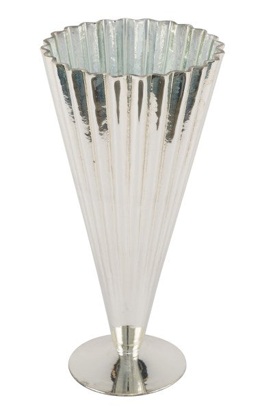 Feuillazur Rungis Vase argenté cone déco 16,5x32,5 cm