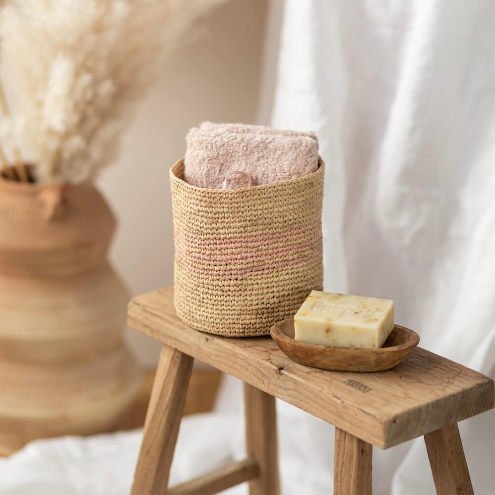 Flowrette Anja panier raphia 19 cm végétal naturel