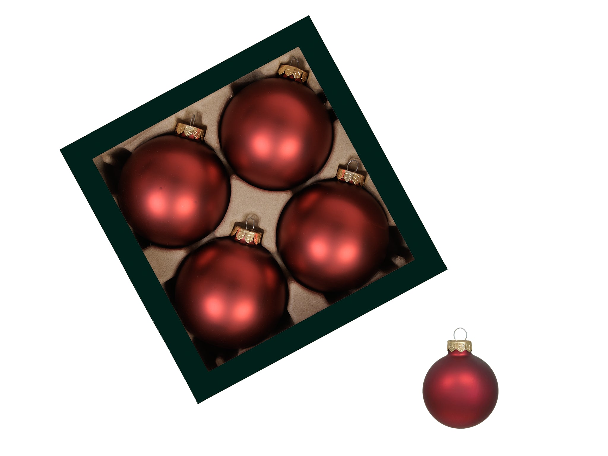 Feuillazur Rungis Boîte boules de Noël rouge mat 10cm 4 pièces