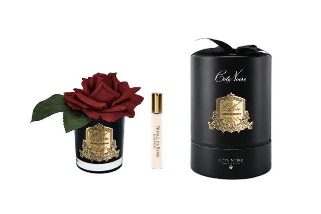 Côte Noire Perfumed Flowers RMRB04 rose rouge verre noir