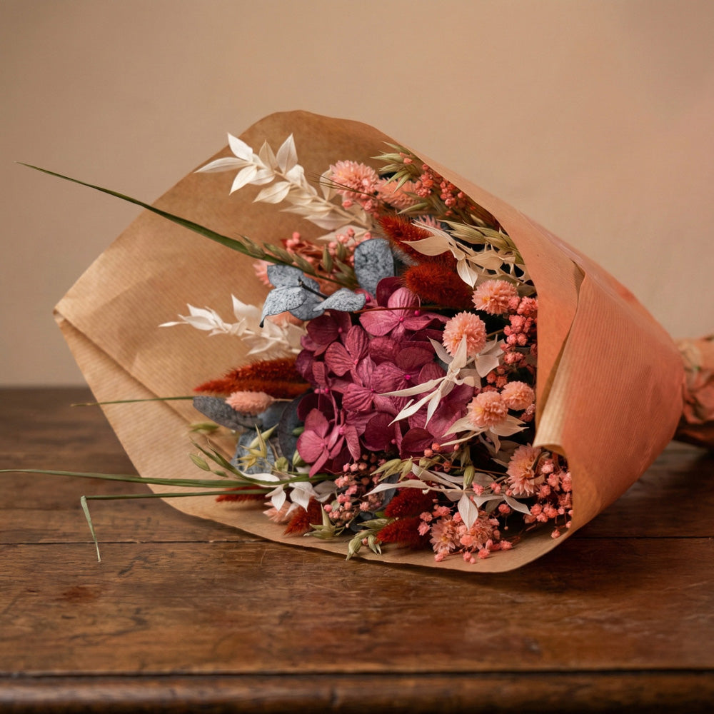 Flowrette Baudelaire bouquet mixte fleurs séchées M-L prune
