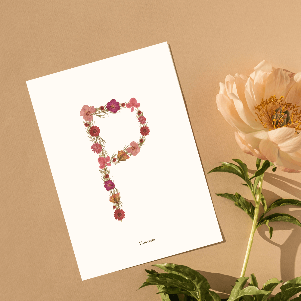 Flowrette affiche A5 herbier lettre rose initiale