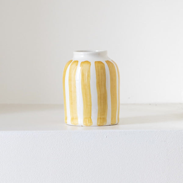 Flowrette Bud vase jaune rayé petit vase céramique