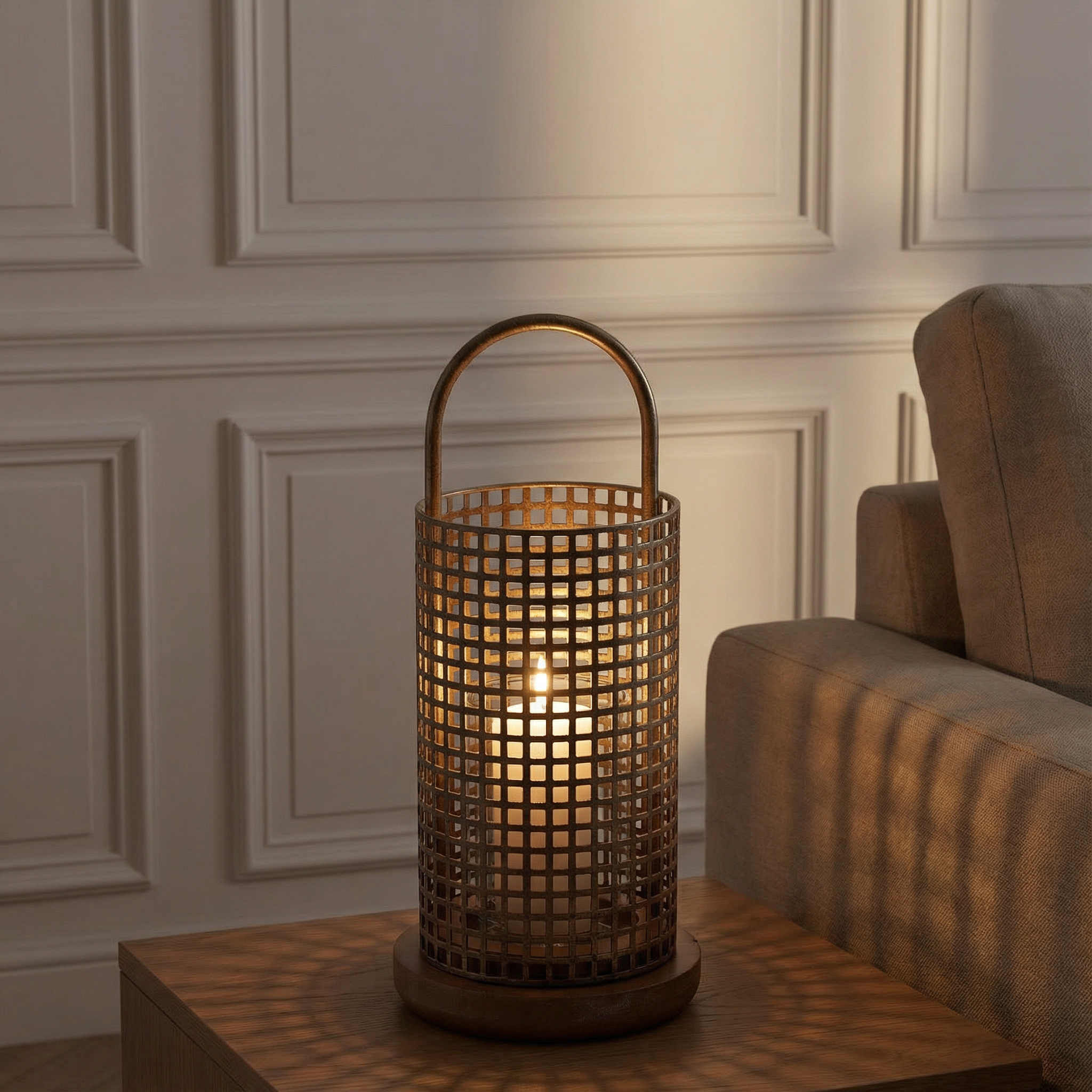 Sia Home Silo lanterne métal doré 36 cm bougie