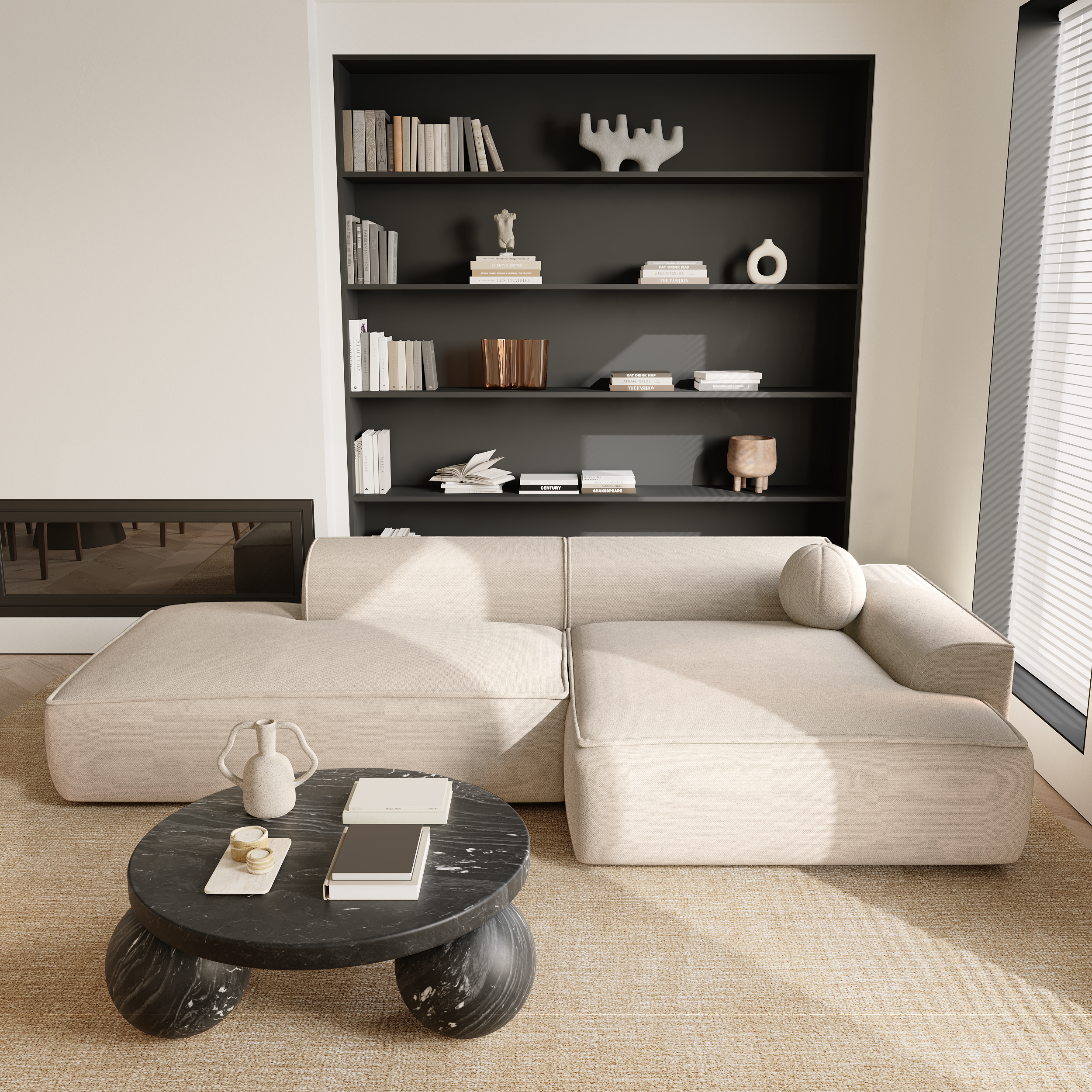 Sia Home Ania canapé angle droit 300 cm crème