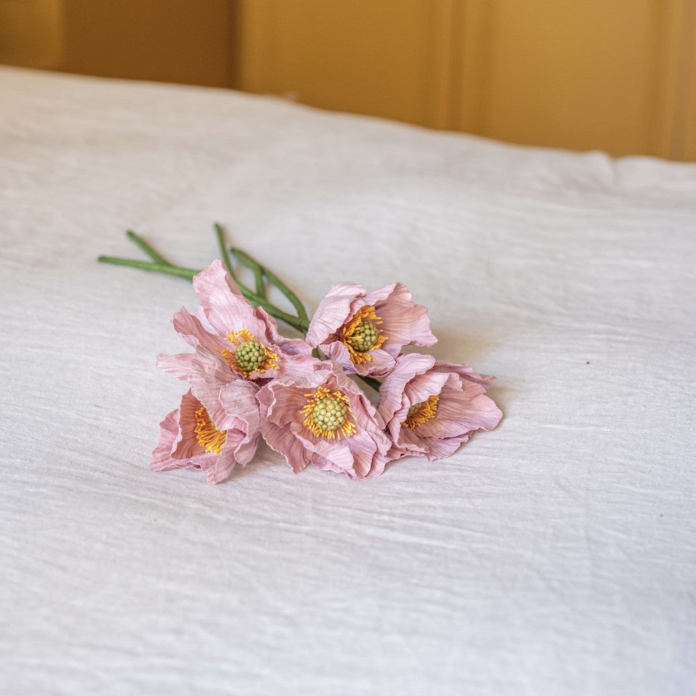 Flowrette Pavot fleur papier rose clair lot 3 tiges durables