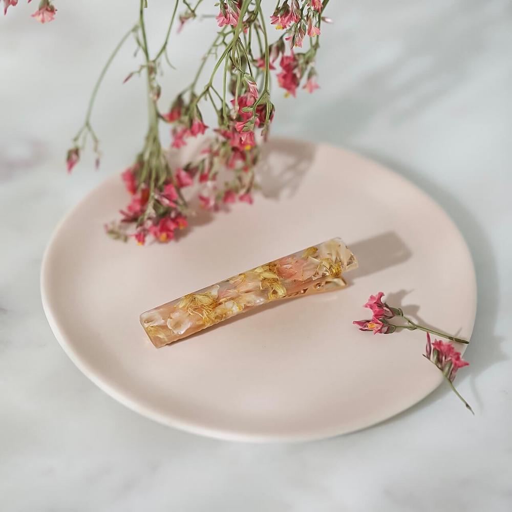 Flowrette Barrette fleurie barrette cheveux résine ivoire