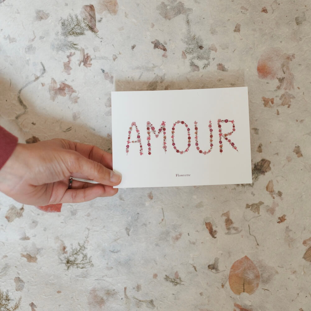 Flowrette Décoration carte postale Amour avec enveloppe