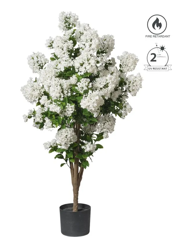 Feuillazur Rungis Lilas en pot fleur artificielle Blanc 120cm