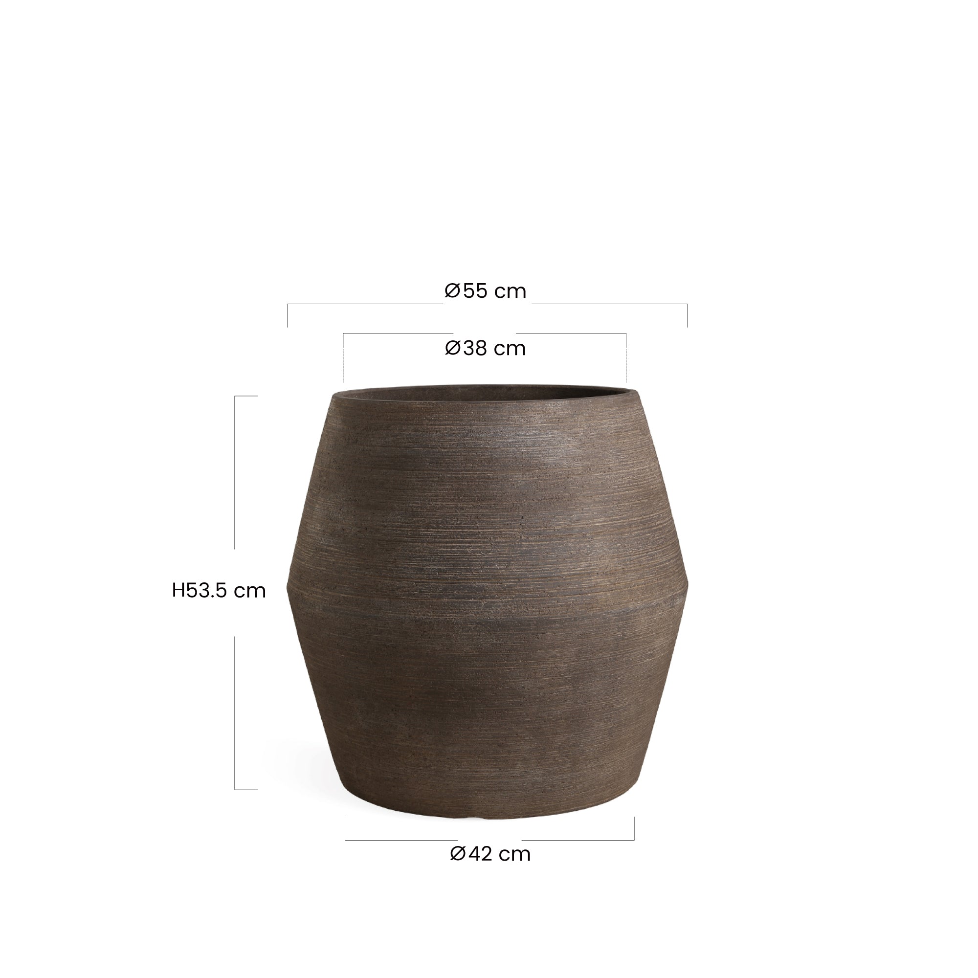 Sia Home Zen Cache-pot bombé marron foncé 54 cm