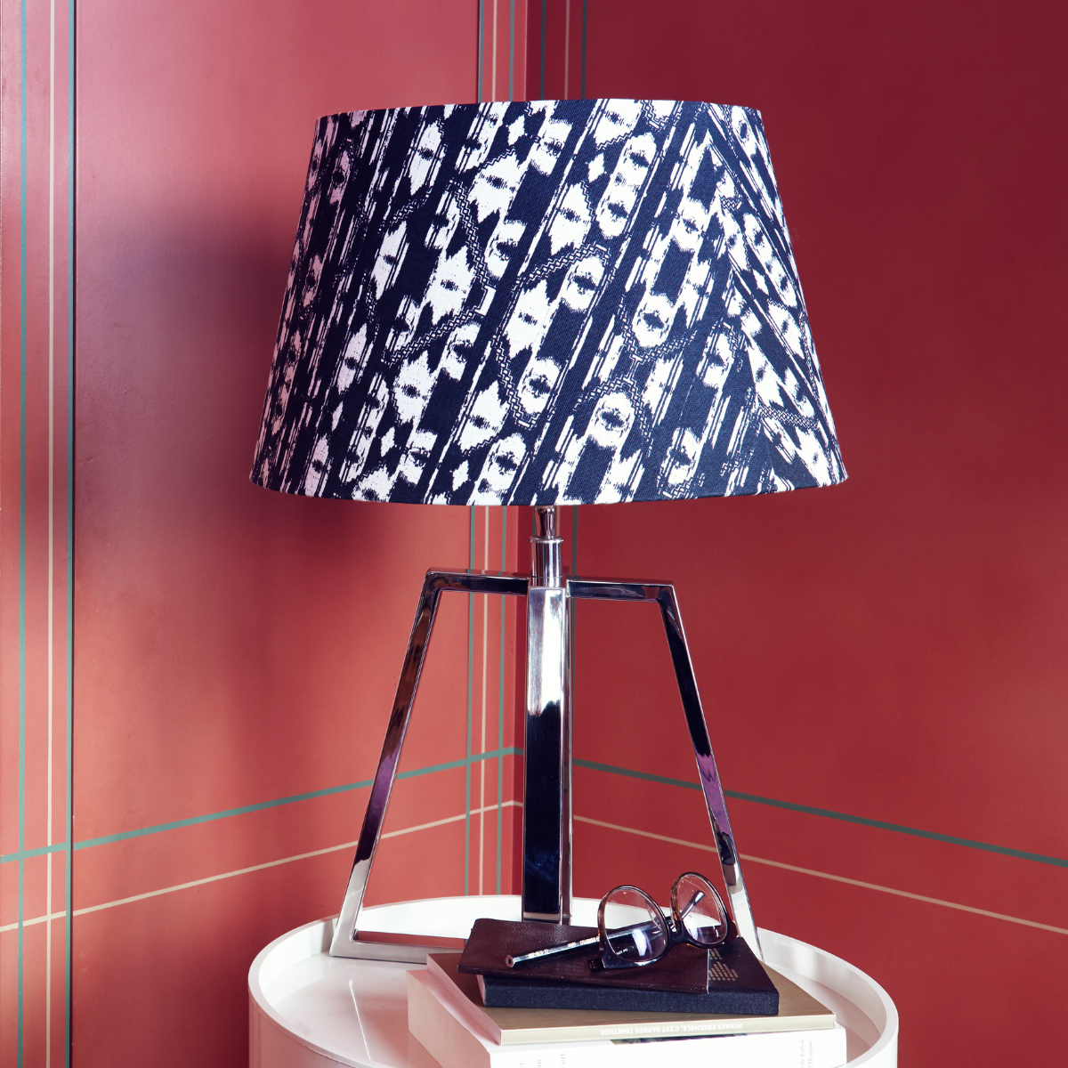 Sia Home Lily abat-jour conique noir blanc 45 cm E27