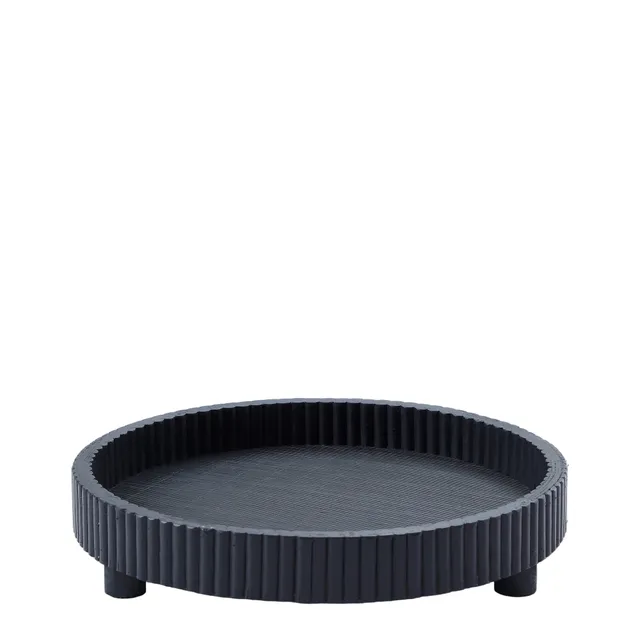 Sia Home Palma Plateau décoratif rond noir 30,5 cm pin